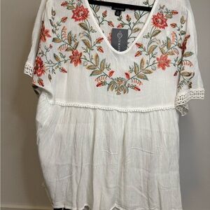 Curations Elegant White Floral Blouse